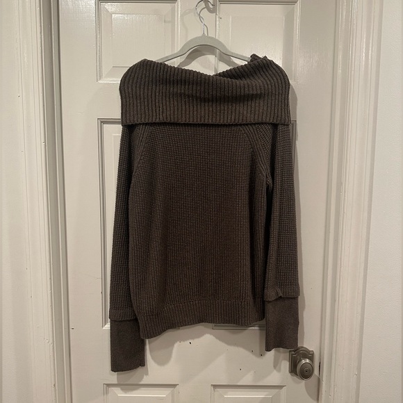 MARKET & SPRUCE Brown Cowl Neck Waffle Stitch Sweater Size XL Great Cond. - Picture 6 of 12